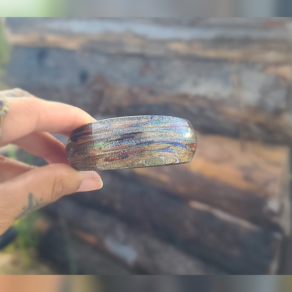 PIER 1 Colorful Art Glass Cuff Bracelete - 2.5" across - Picture 5 of 5